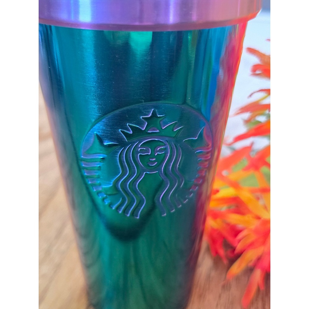 Starbucks Iridescent Oil Slick Stainless Steel Cold Cup Tumbler - 16oz Grande